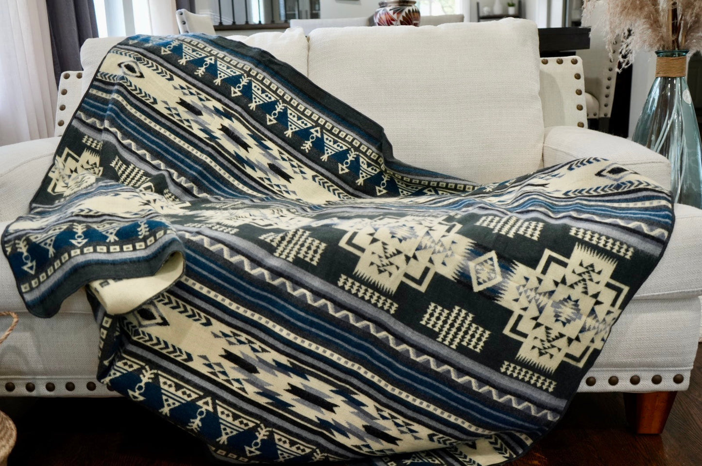 Southwest Saddle Throw Midnight Mesa Ultra-Soft Alpaca Wool Blanket