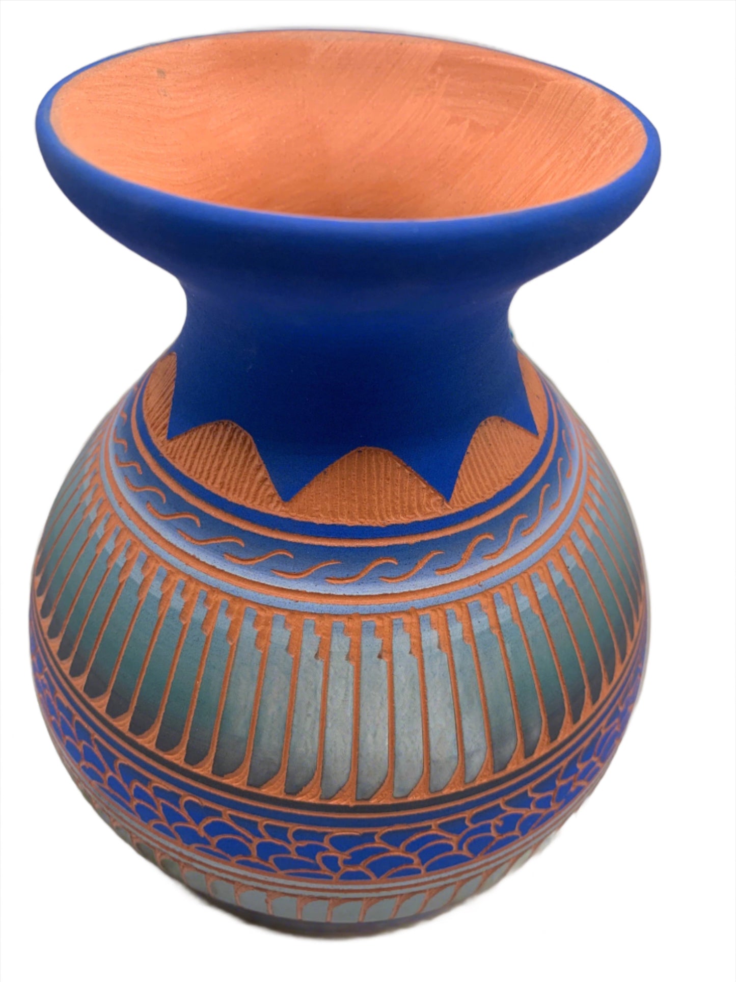 Navajo Etched Pottery Blue by Robinson Valencia
