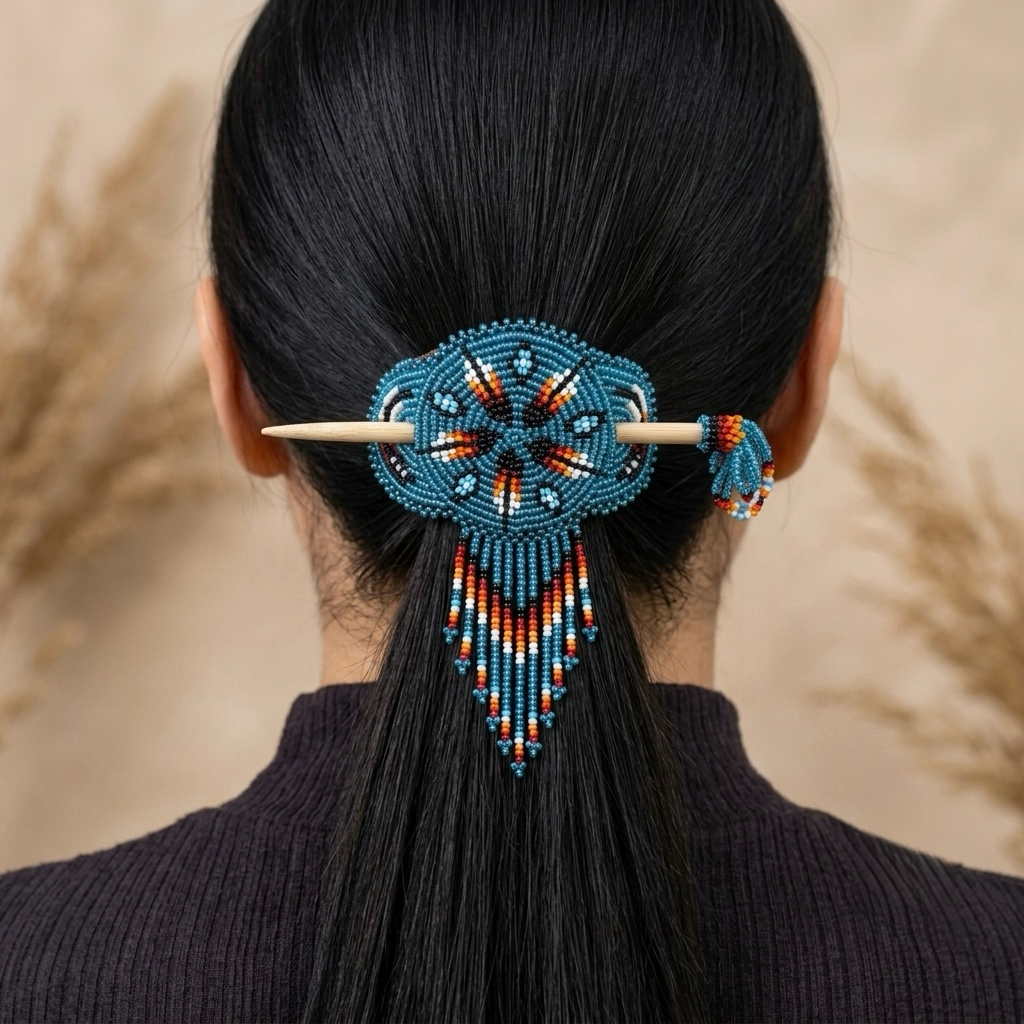 Canyon Rain Shimmering Beaded Hair Barrette