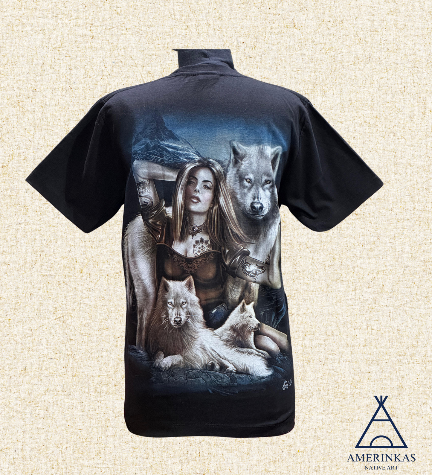 Mystic Wolf and Woman T-Shirt