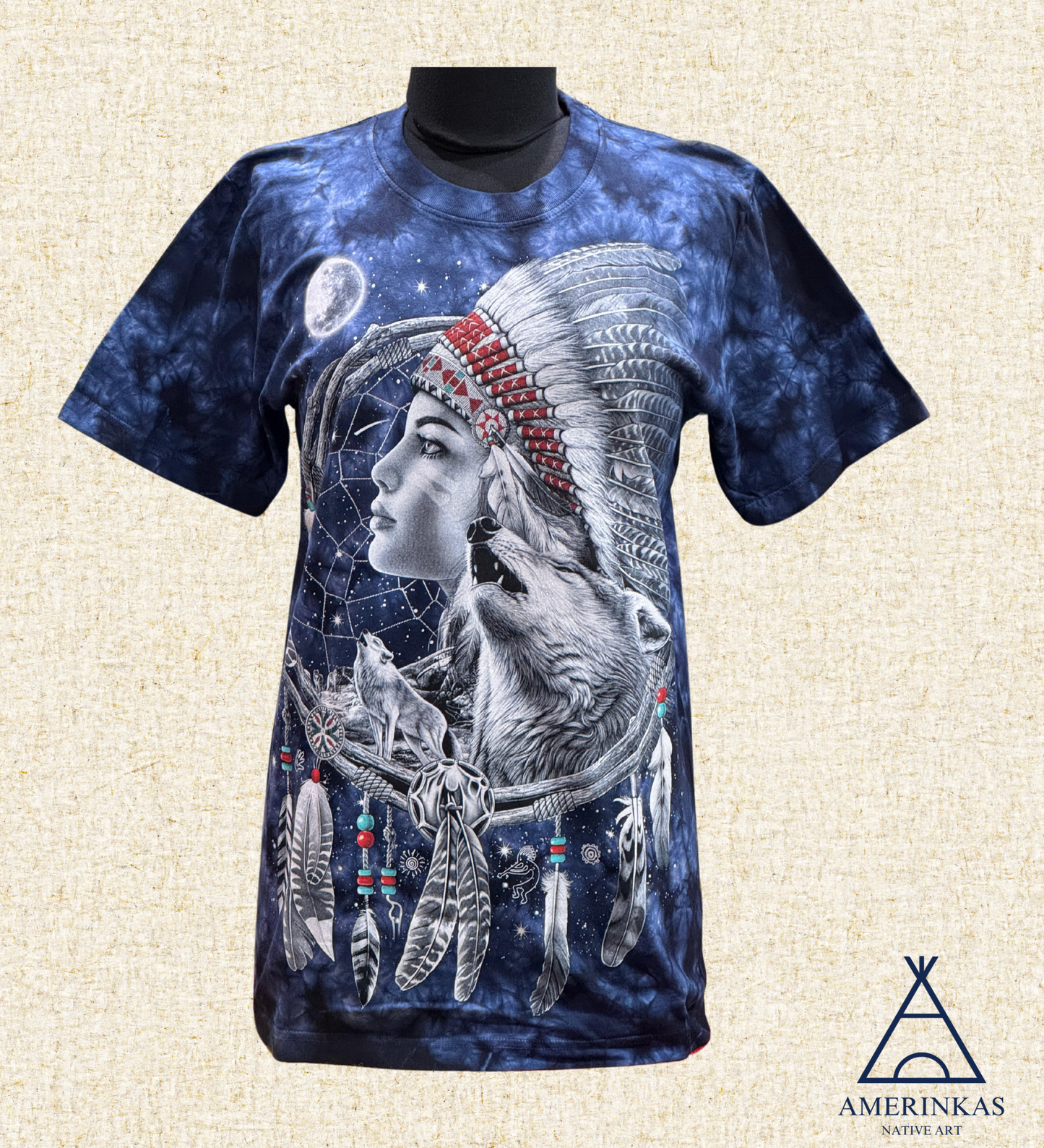 Native Warrior Woman & Wolf T-Shirt