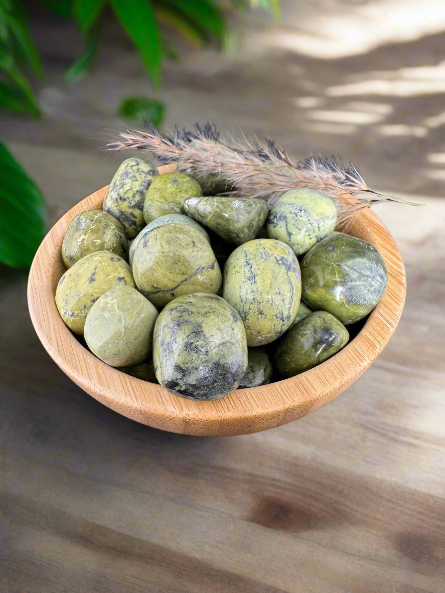 Natural Green Serpentine Stones – Healing & Grounding Energy