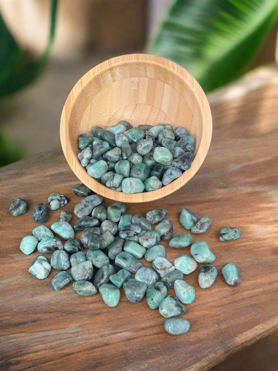 Natural Emerald Tumbled Stones – Abundance, Love & Heart Chakra Healing
