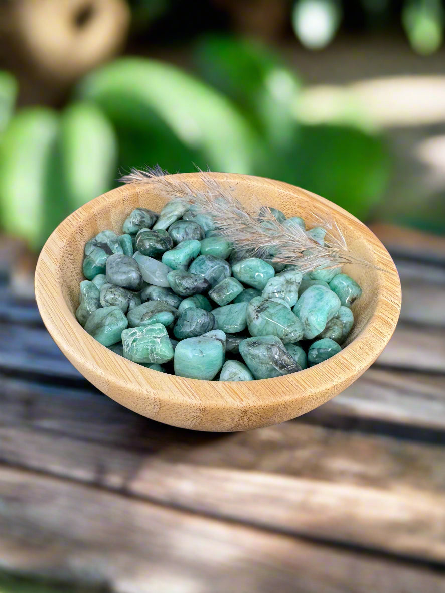 Natural Emerald Tumbled Stones – Abundance, Love & Heart Chakra Healing
