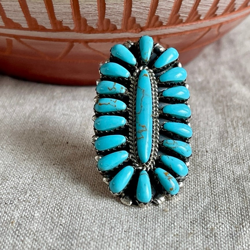 Needlepoint Turquoise Sterling Silver Ring