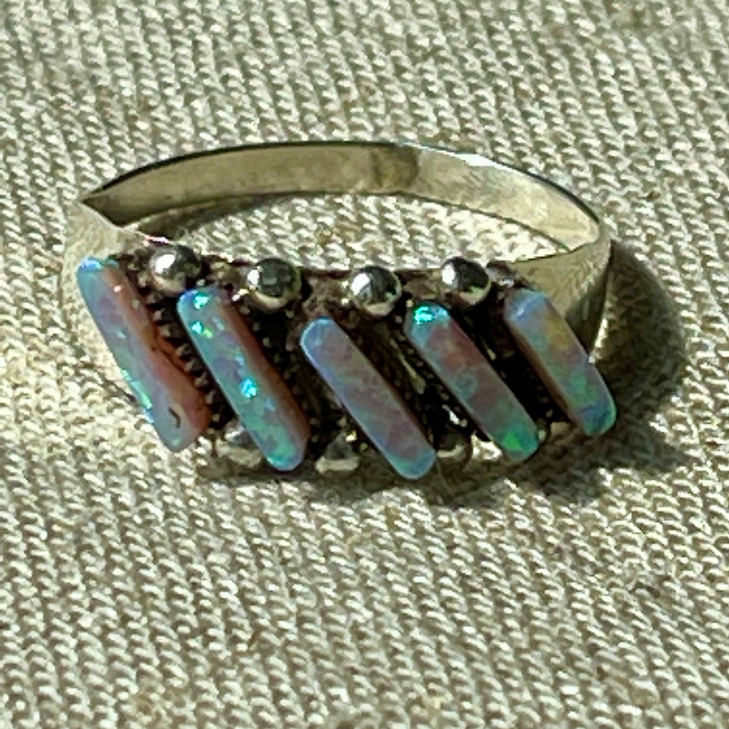 Zuni Needlepoint Silver Ring