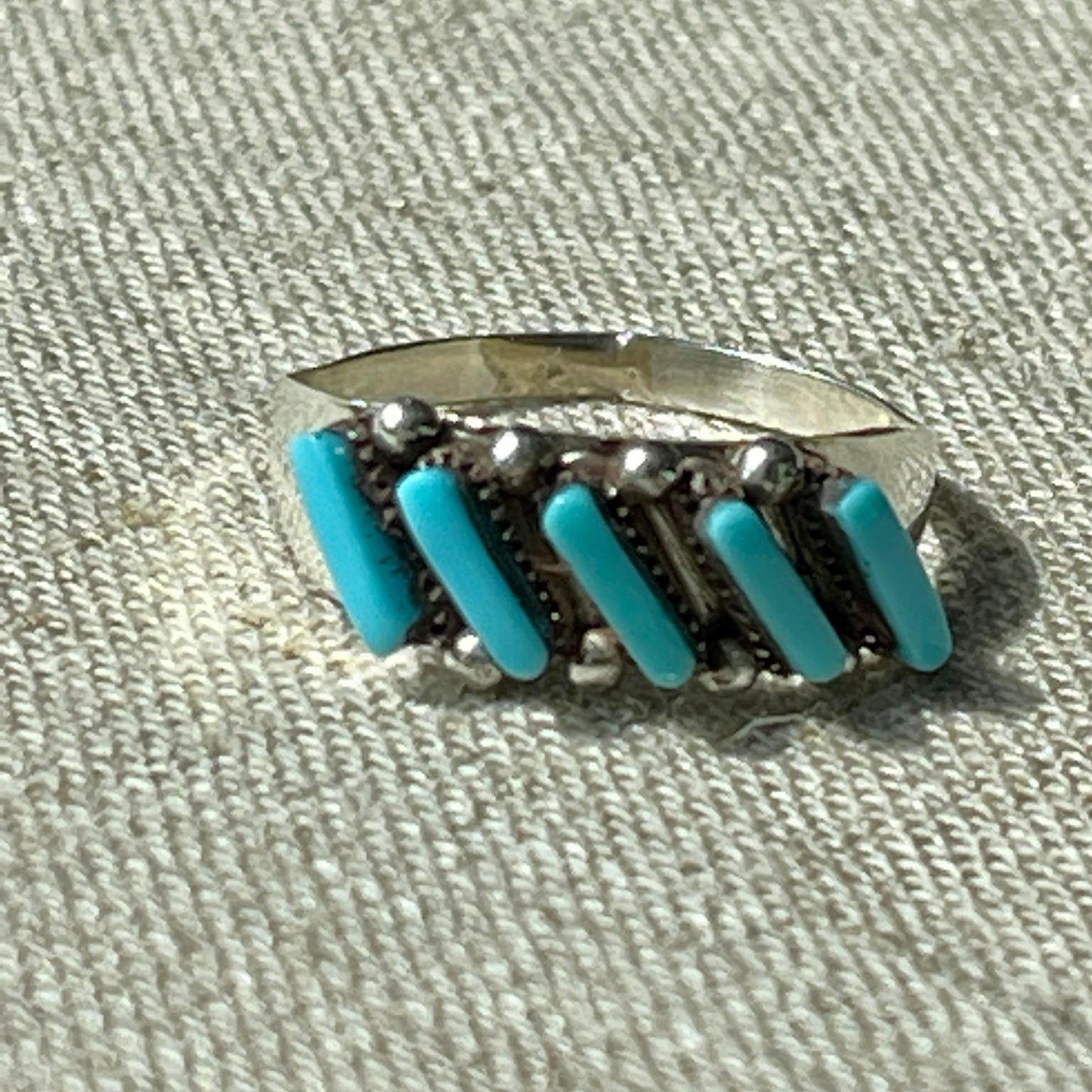 Zuni Needlepoint Silver Ring