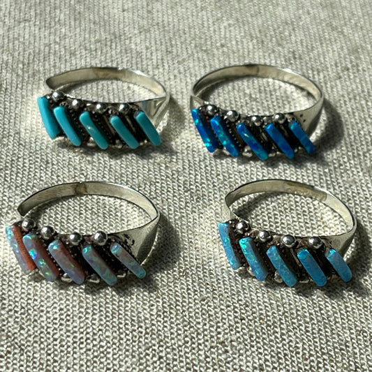 Zuni Needlepoint Silver Ring