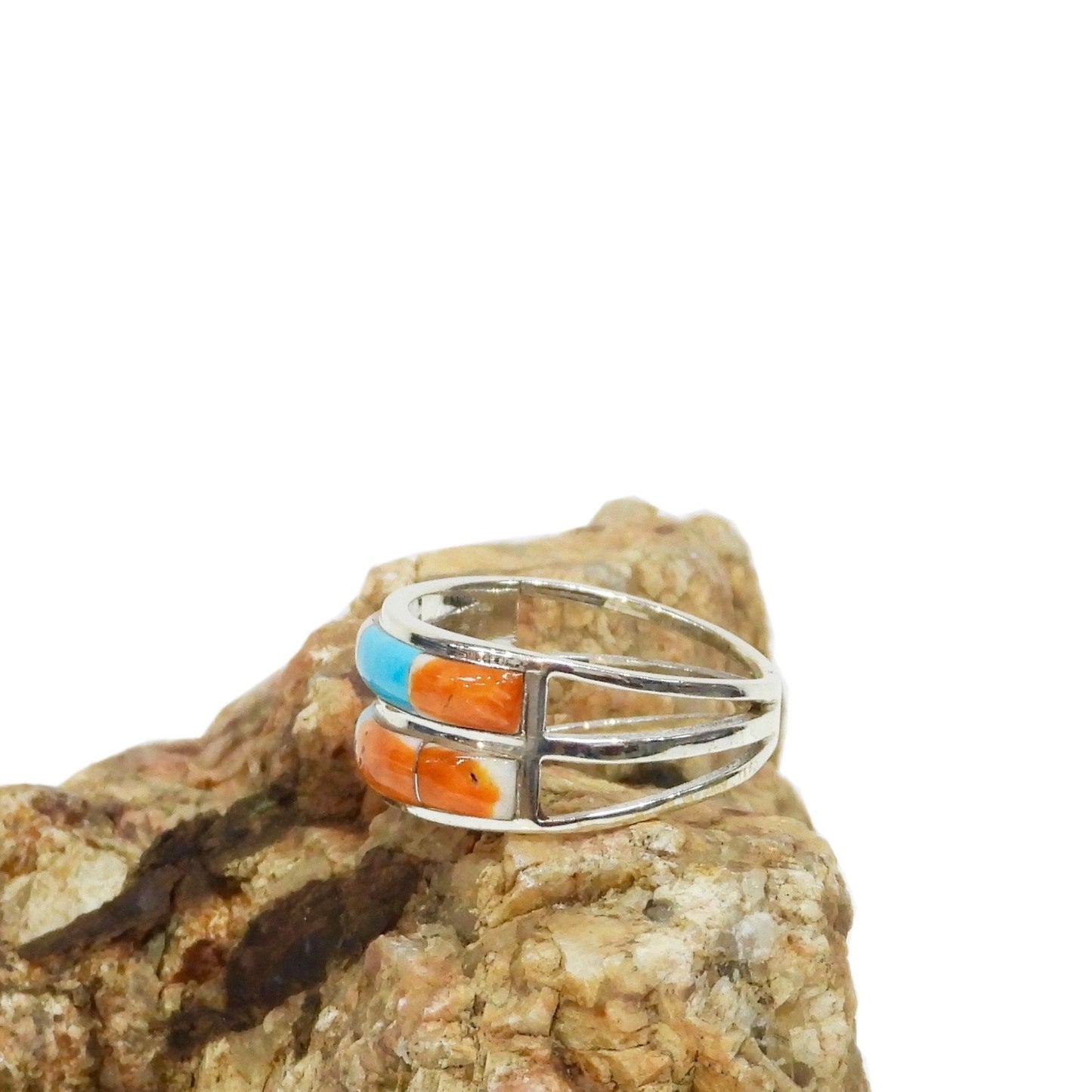 Spiny Oyster and Turquoise Sterling Silver Ring