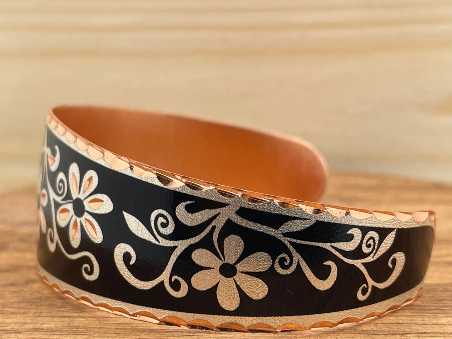 Flower Painted Copper Bracelet Large