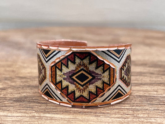 Trisquare Geometric Painted Chakana Ring