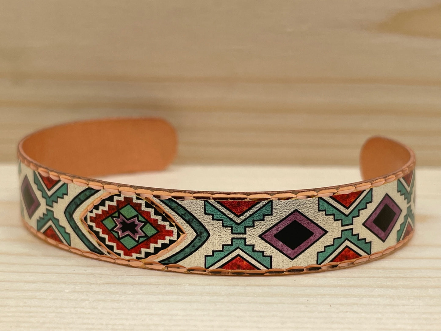 Grass Dance Painted Copper Bracelet