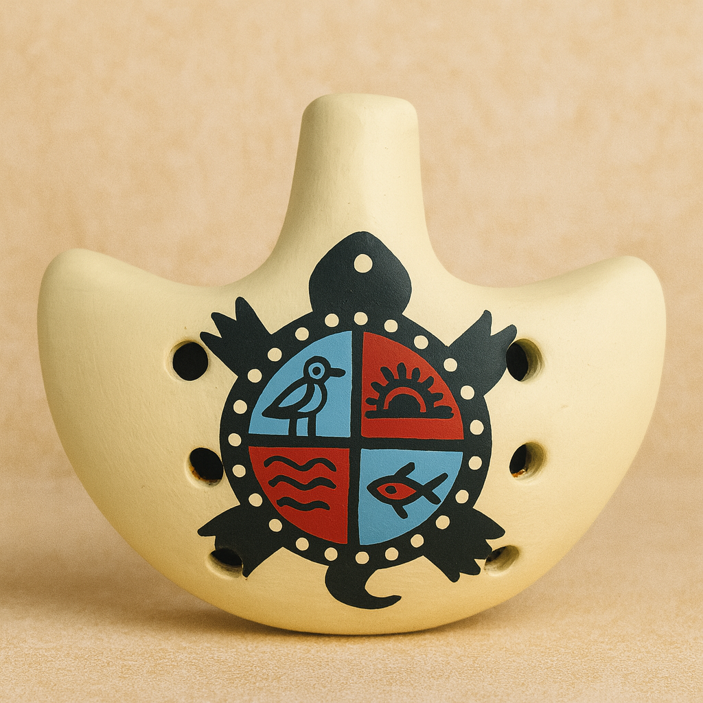 Hand-Painted Clay Ocarina – Turtle Symbol