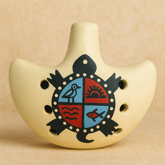 Hand-Painted Clay Ocarina – Turtle Symbol
