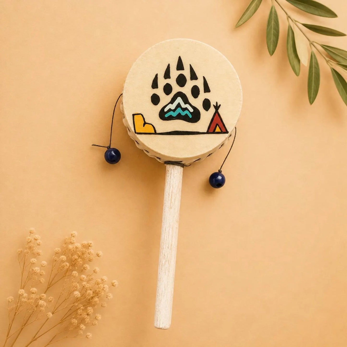 Hand-Painted Spin Drum – 3-Inch Monkey Drum