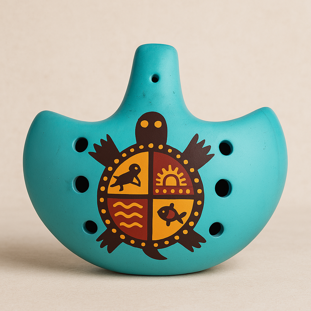 Hand-Painted Clay Ocarina – Turtle Symbol