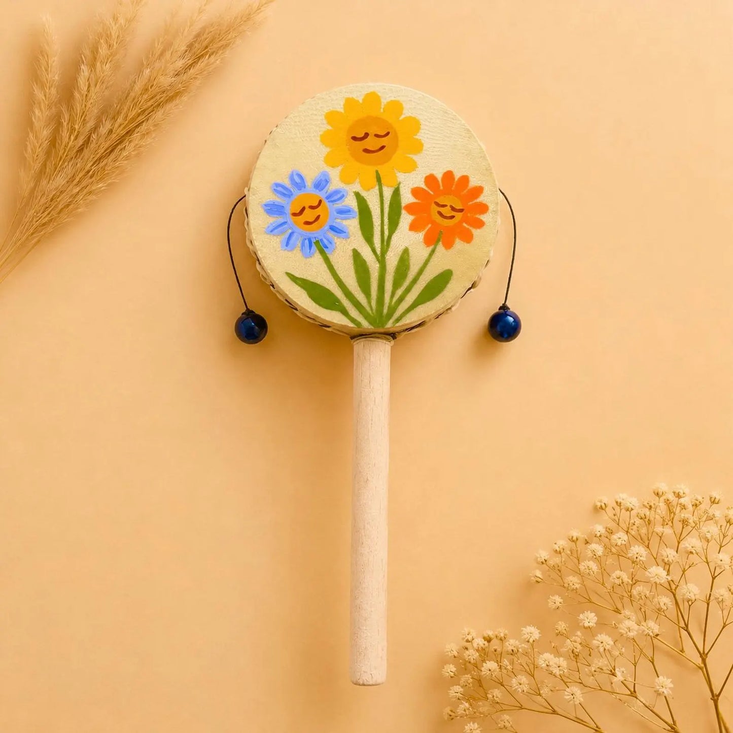 Hand-Painted Spin Drum – 3-Inch Monkey Drum