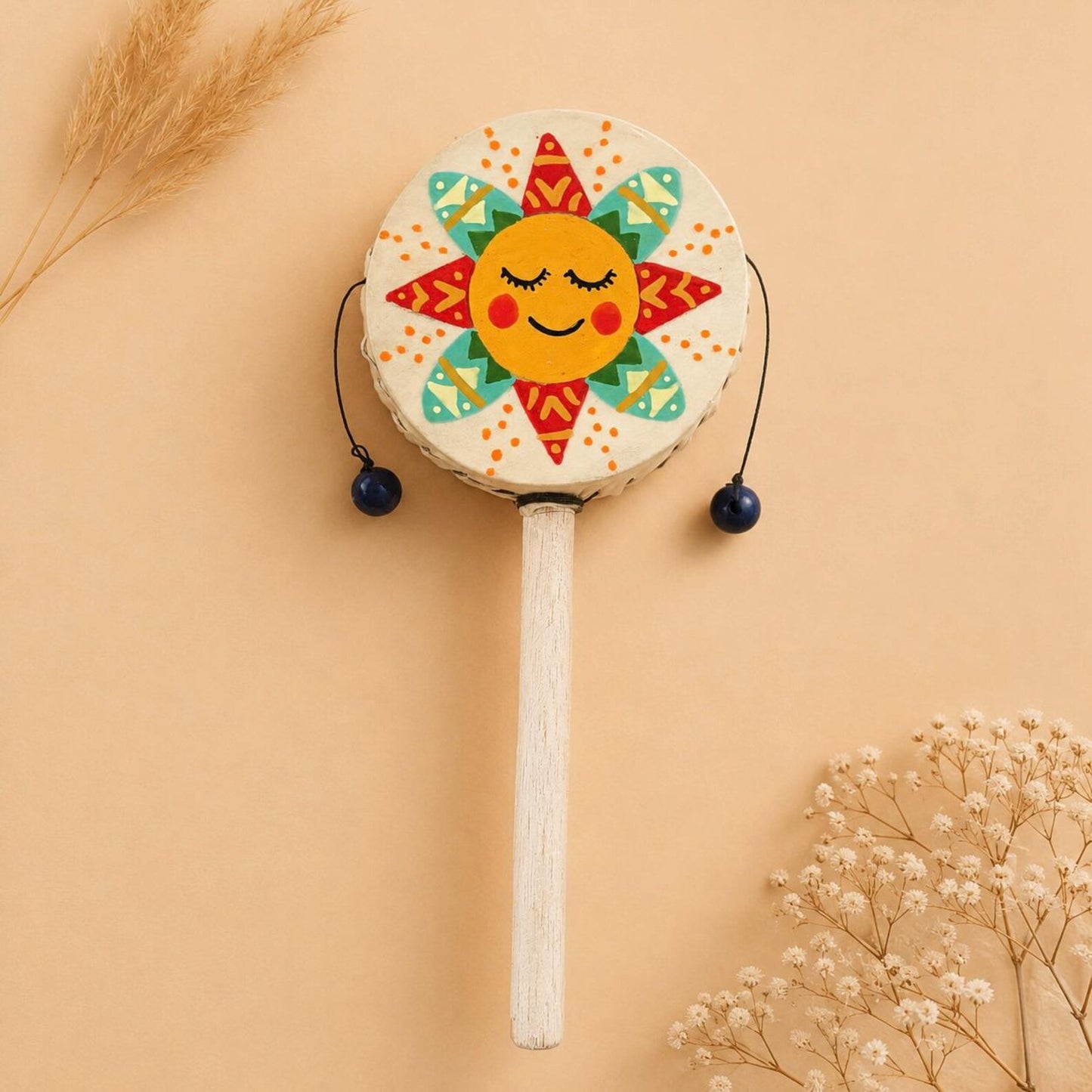 Hand-Painted Spin Drum – 3-Inch Monkey Drum