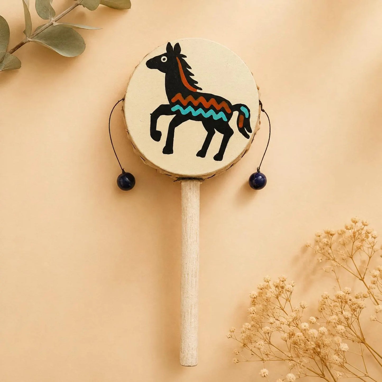 Hand-Painted Spin Drum – 3-Inch Monkey Drum