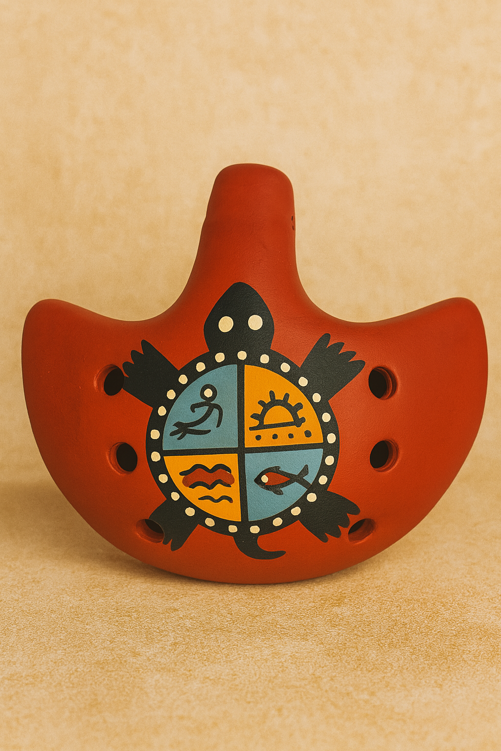 Hand-Painted Clay Ocarina – Turtle Symbol
