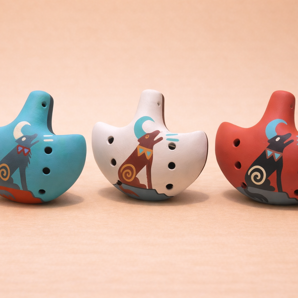 Handmade Coyote Ocarina – Ceramic Flute