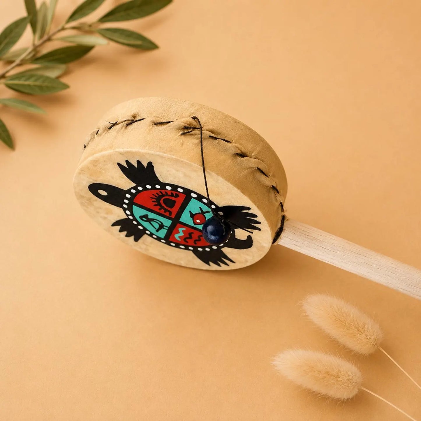 Hand-Painted Spin Drum – 3-Inch Monkey Drum