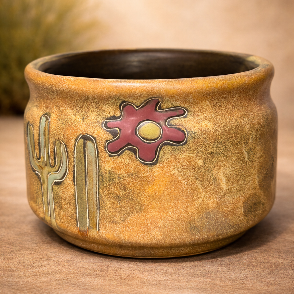Handmade Southwest Desert Ceramic Mug – Cactus & Skull Stoneware Coffee Cup, Western Rustic Pottery Gif