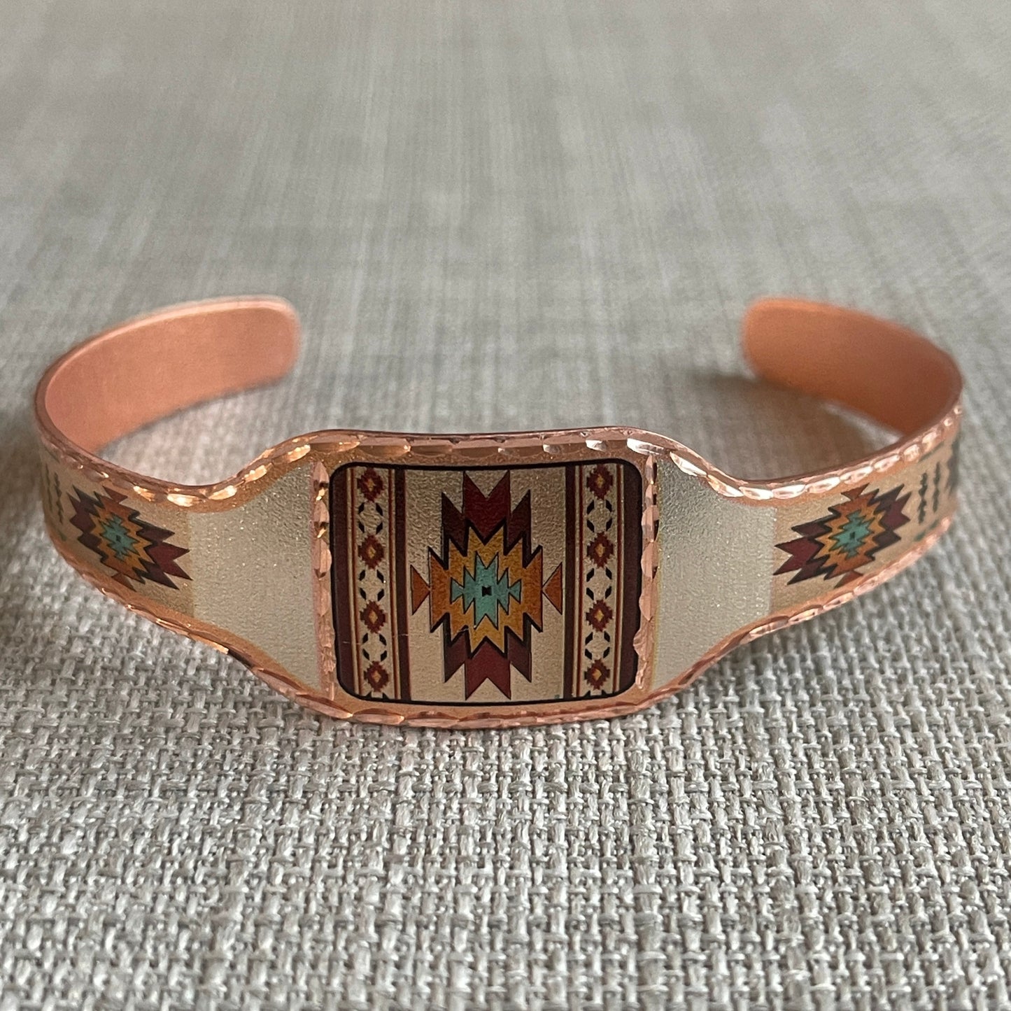 Chakana Painted Copper Bracelet Large