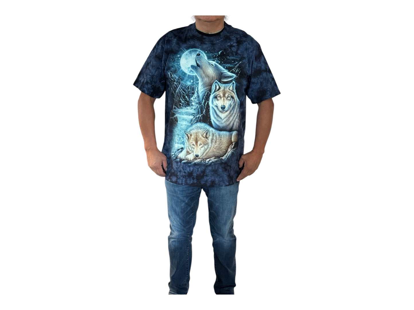 3D Wolf Pack Moon T-Shirt | Mystical Tie-Dye Spirit Animal Tee