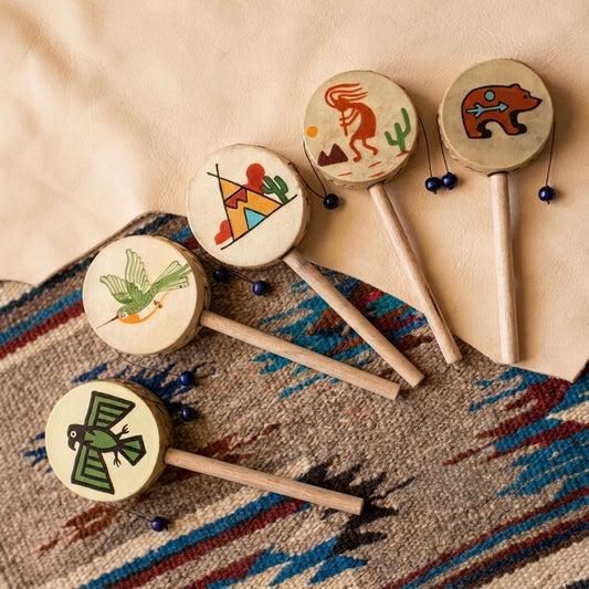 Hand-Painted Southwest Spin Drum – 3-Inch Folk Art Instrument
