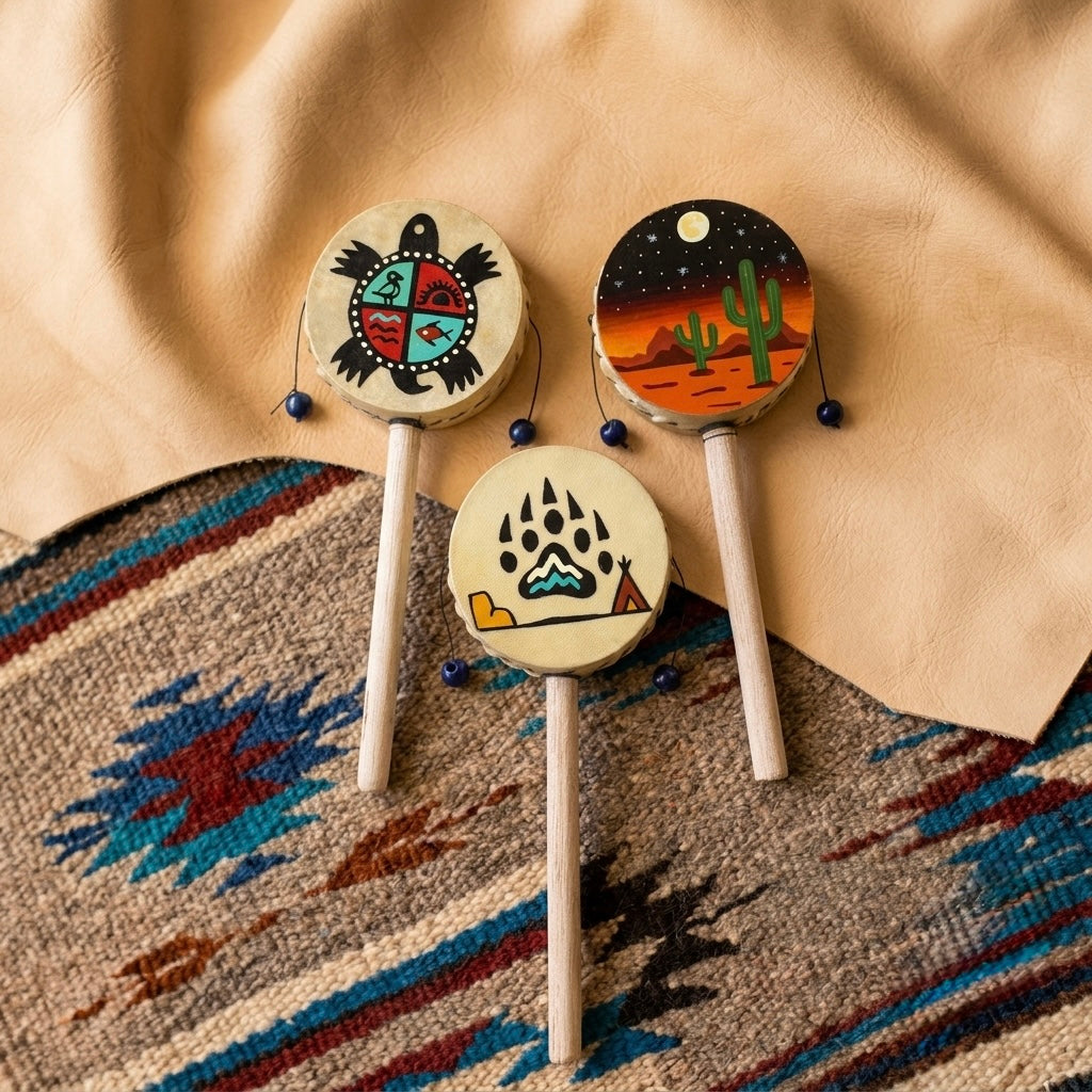 Hand-Painted Spin Drum – 3-Inch Monkey Drum