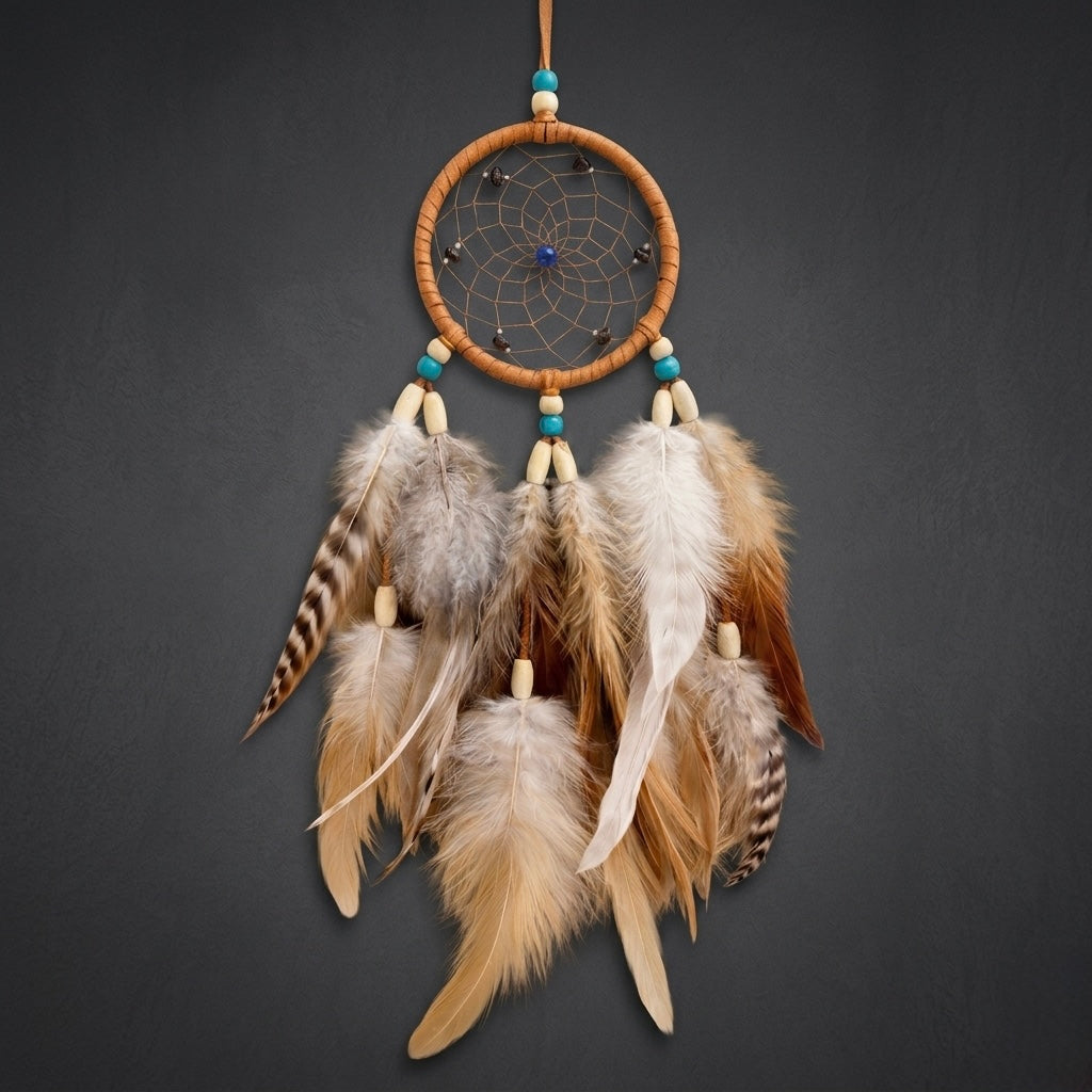 Handmade Saddle Leather Dreamcatcher – Boho Wall Decor