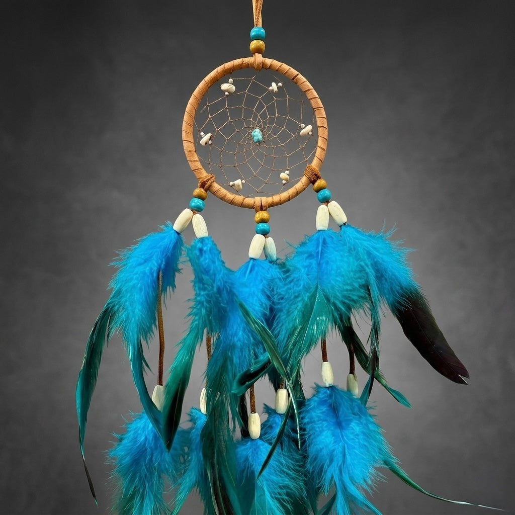 Handmade Saddle Leather Dreamcatcher – Boho Wall Decor