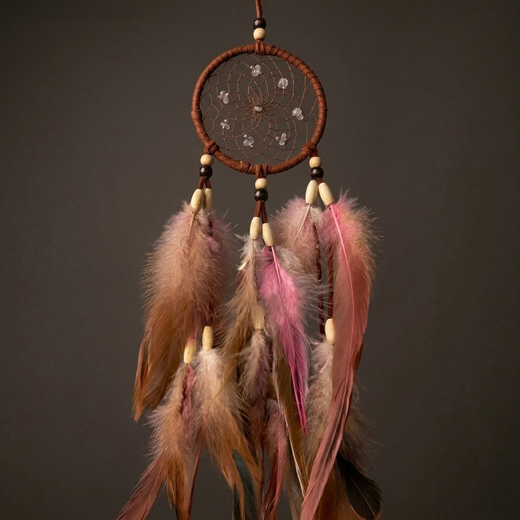 Handmade Brown Leather Dreamcatcher – Brown Boho Wall Decor