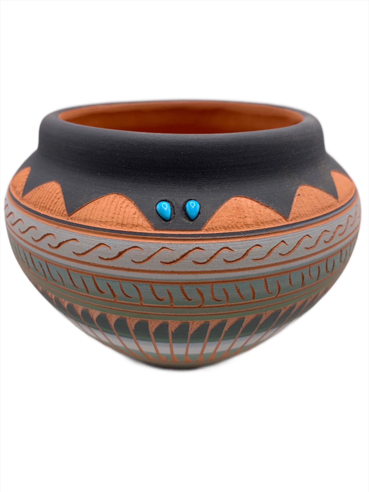 Navajo Etched Pottery Grey by Robinson Valencia