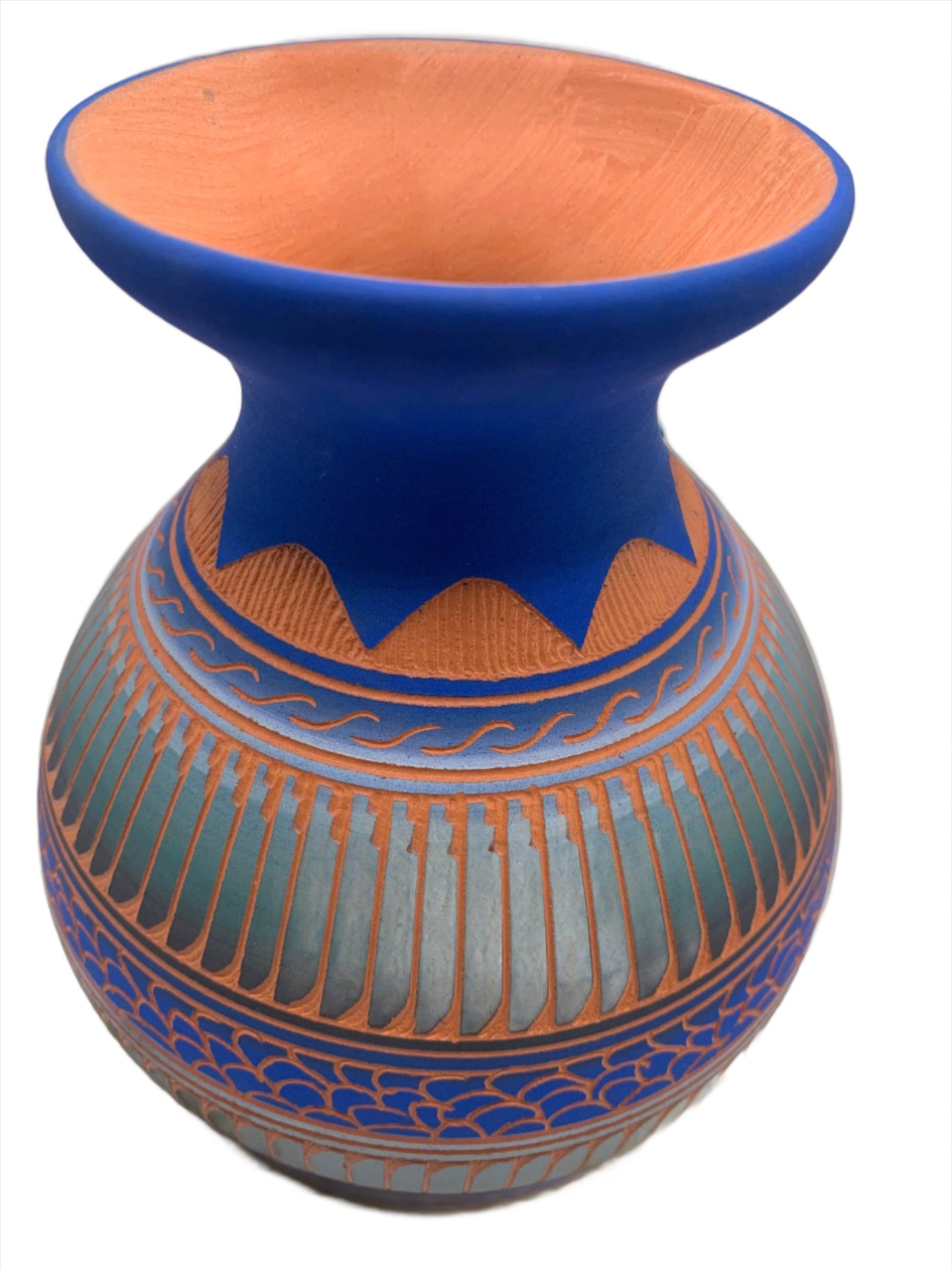 Navajo Etched Pottery Blue  by Robinson Valencia