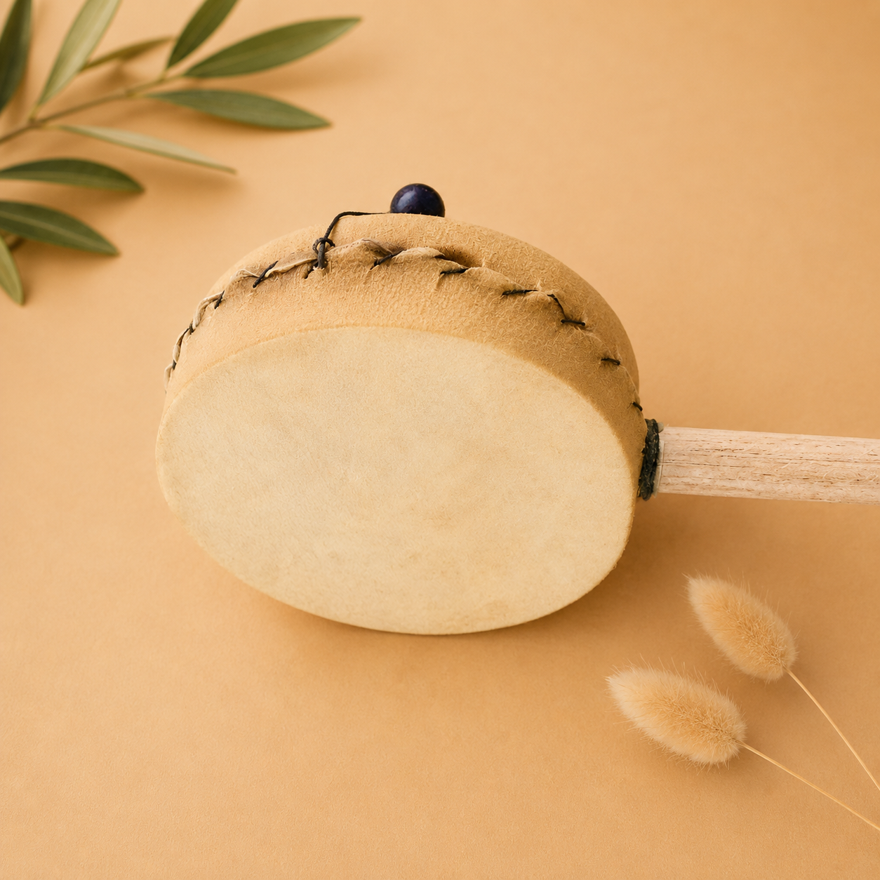Hand-Painted Southwest Spin Drum – 3-Inch Folk Art Instrument
