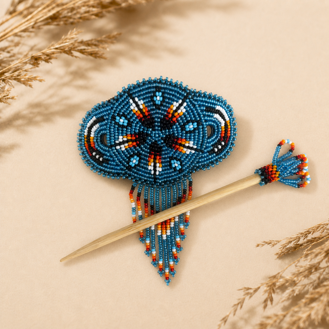 Canyon Rain Shimmering Beaded Hair Barrette