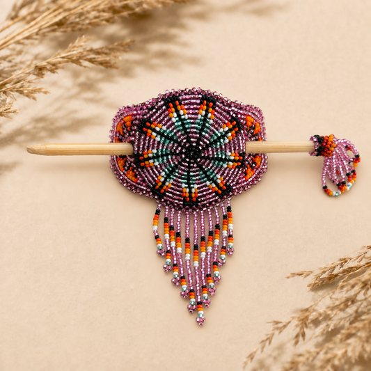 Desert Rose Shimmering Beaded Hair Barrette