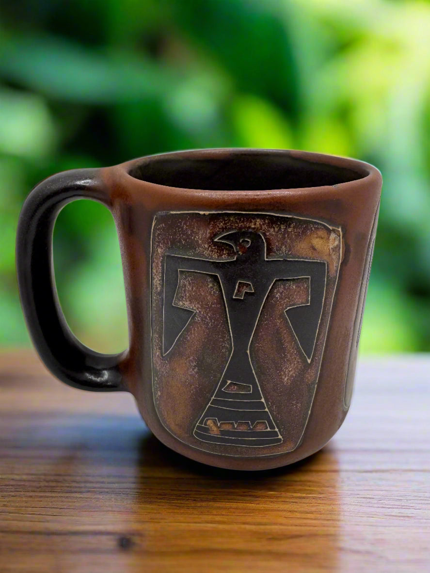 Handmade Thunderbird Ceramic Mug – Native American Pottery Coffee Cup