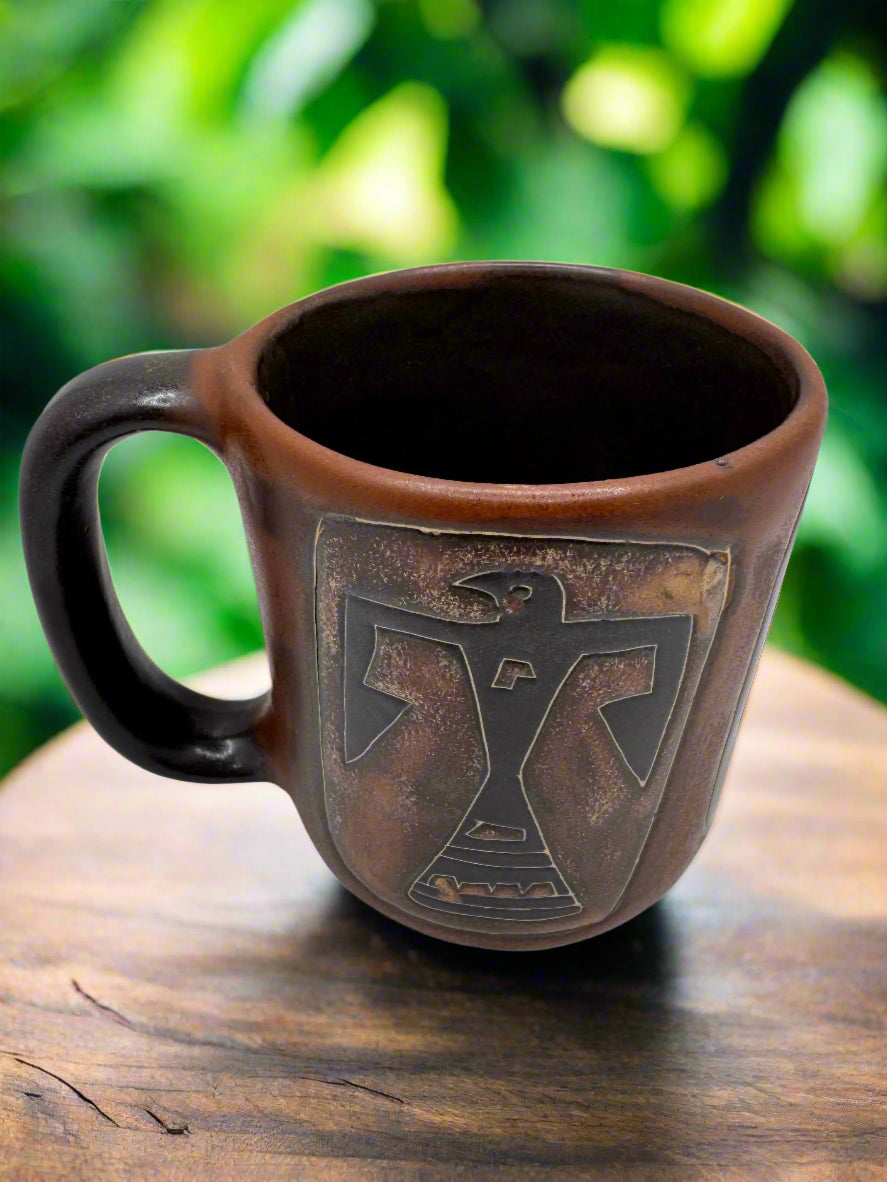 Handmade Thunderbird Ceramic Mug – Native American Pottery Coffee Cup