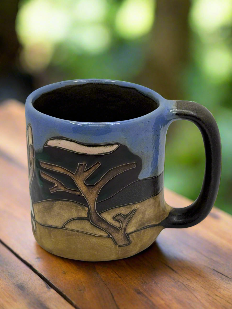 Handmade Bald Eagle & Desert Landscape Ceramic Mug – Artisan Pottery Coffee Cup