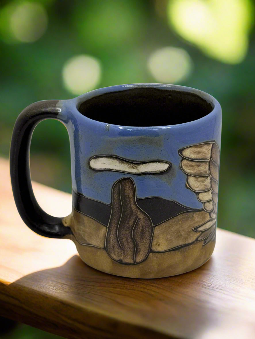 Handmade Bald Eagle & Desert Landscape Ceramic Mug – Artisan Pottery Coffee Cup