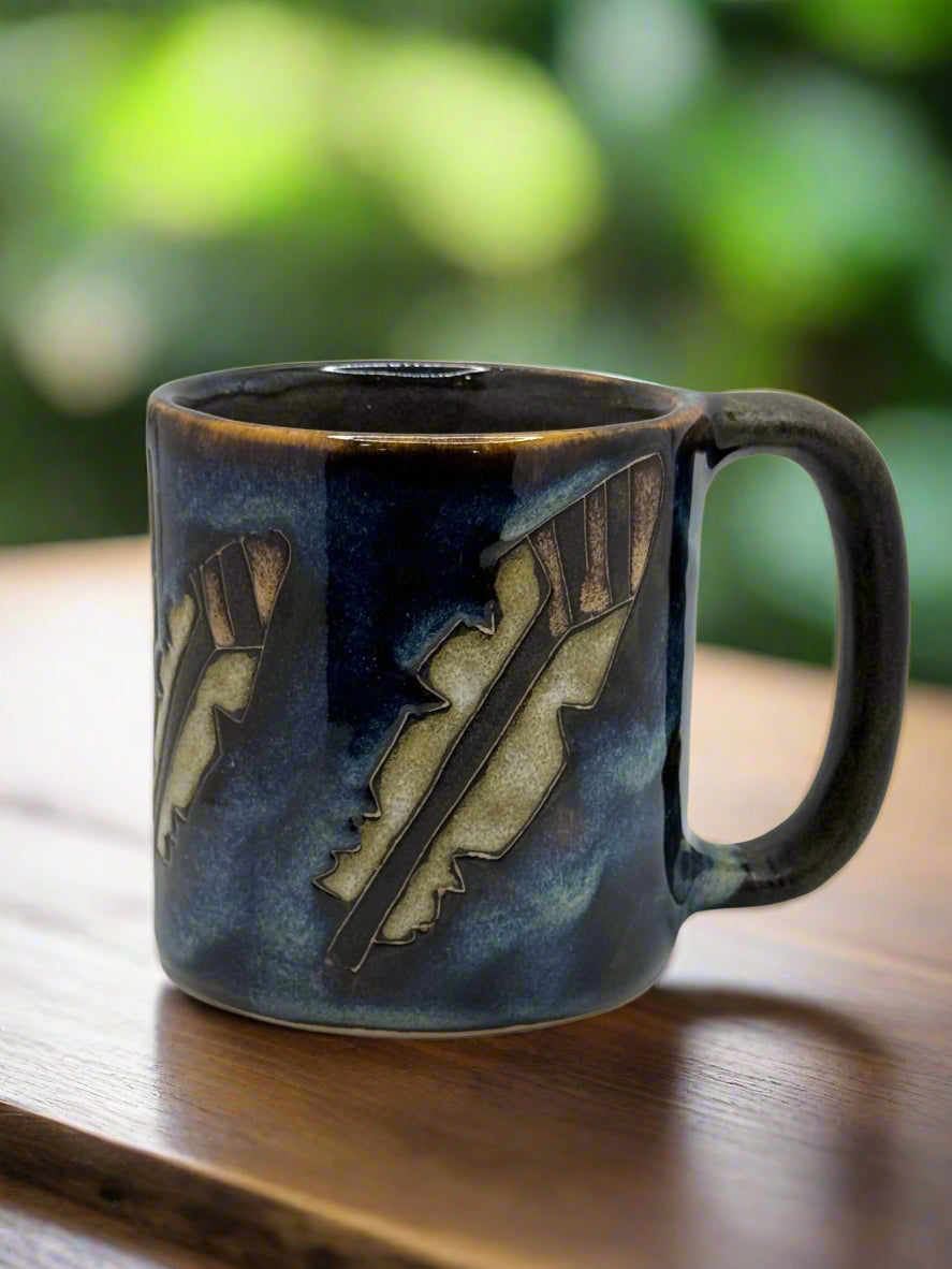 Handmade Native American Feather Ceramic Mug – Artisan Pottery Coffee Cup