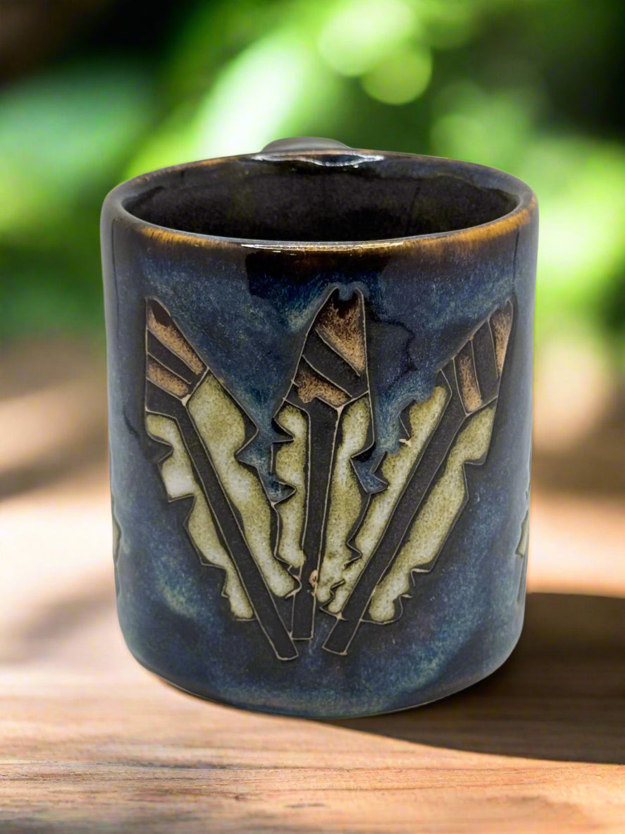 Handmade Native American Feather Ceramic Mug – Artisan Pottery Coffee Cup