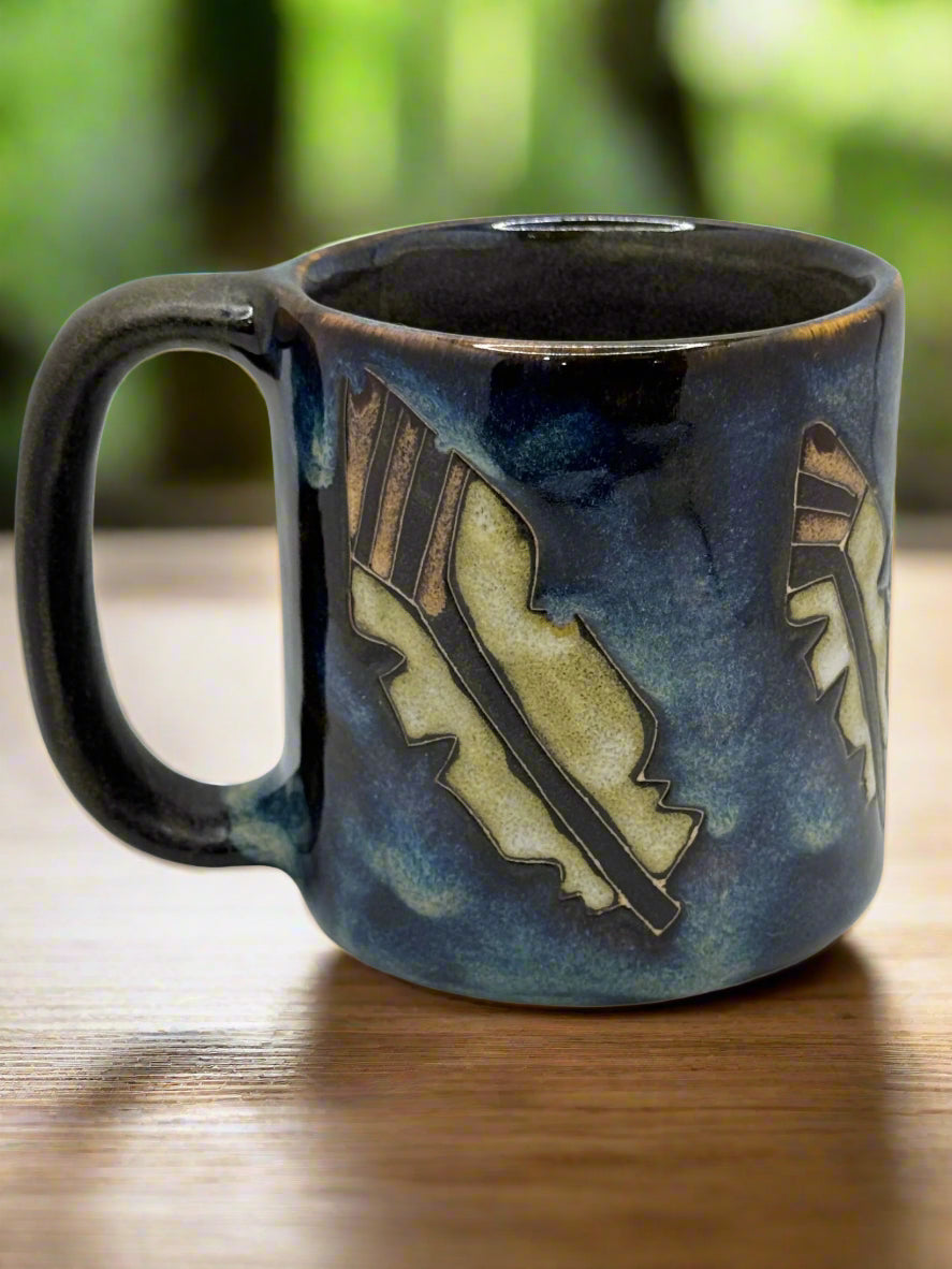 Handmade Native American Feather Ceramic Mug – Artisan Pottery Coffee Cup