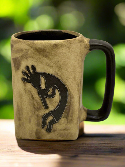 Handmade Kokopelli & Cactus Ceramic Mug – Southwest Pottery Coffee Cup