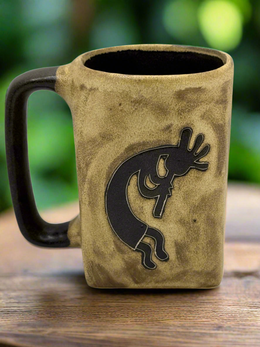 Handmade Kokopelli & Cactus Ceramic Mug – Southwest Pottery Coffee Cup