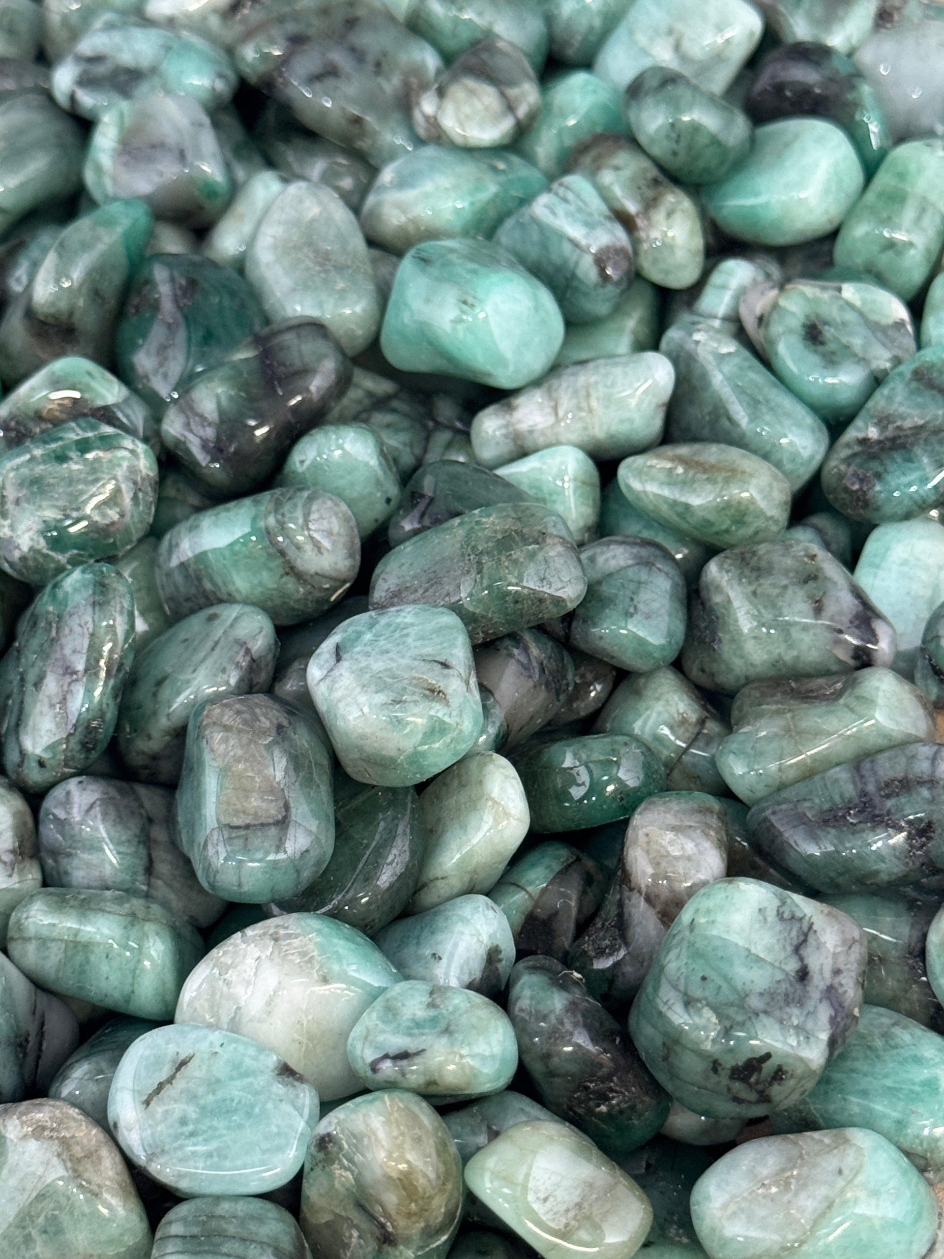 Natural Emerald Tumbled Stones – Abundance, Love & Heart Chakra Healing