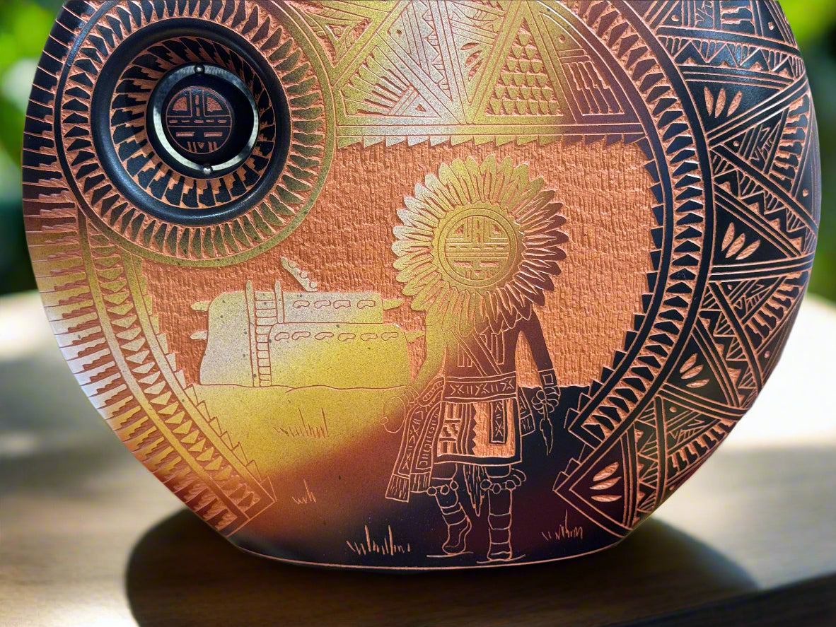 Laguna Pueblo Etched Pottery – Sun & Kachina Design by Diane Aragon